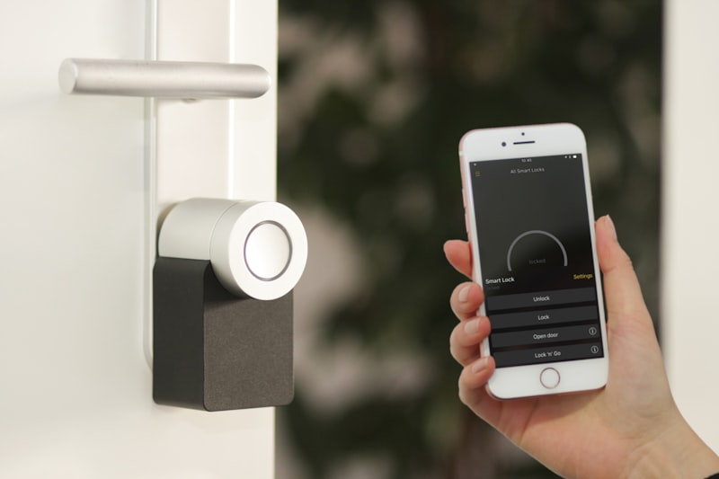 Smart door lock controlled via smartphone — automated protection for your Shopify store