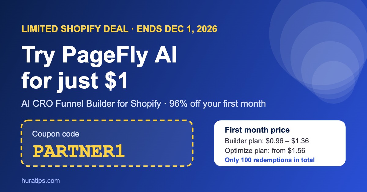 PageFly coupon code PARTNER1 - try PageFly AI for $1